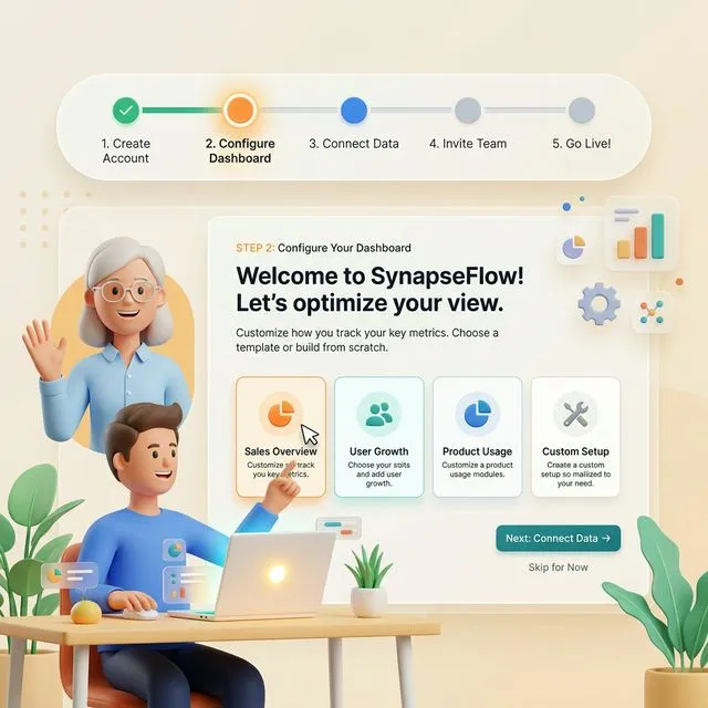 Simplified SaaS onboarding flow representation